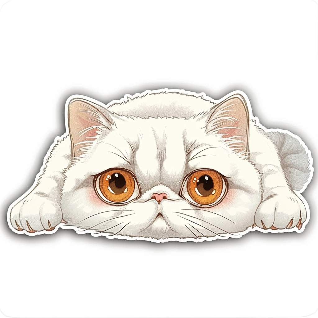 Sticker of a Persian Cat majestic Expressive surreal Vinyl Decal Sticker for Car, Laptop, Tumbler and more # F016367