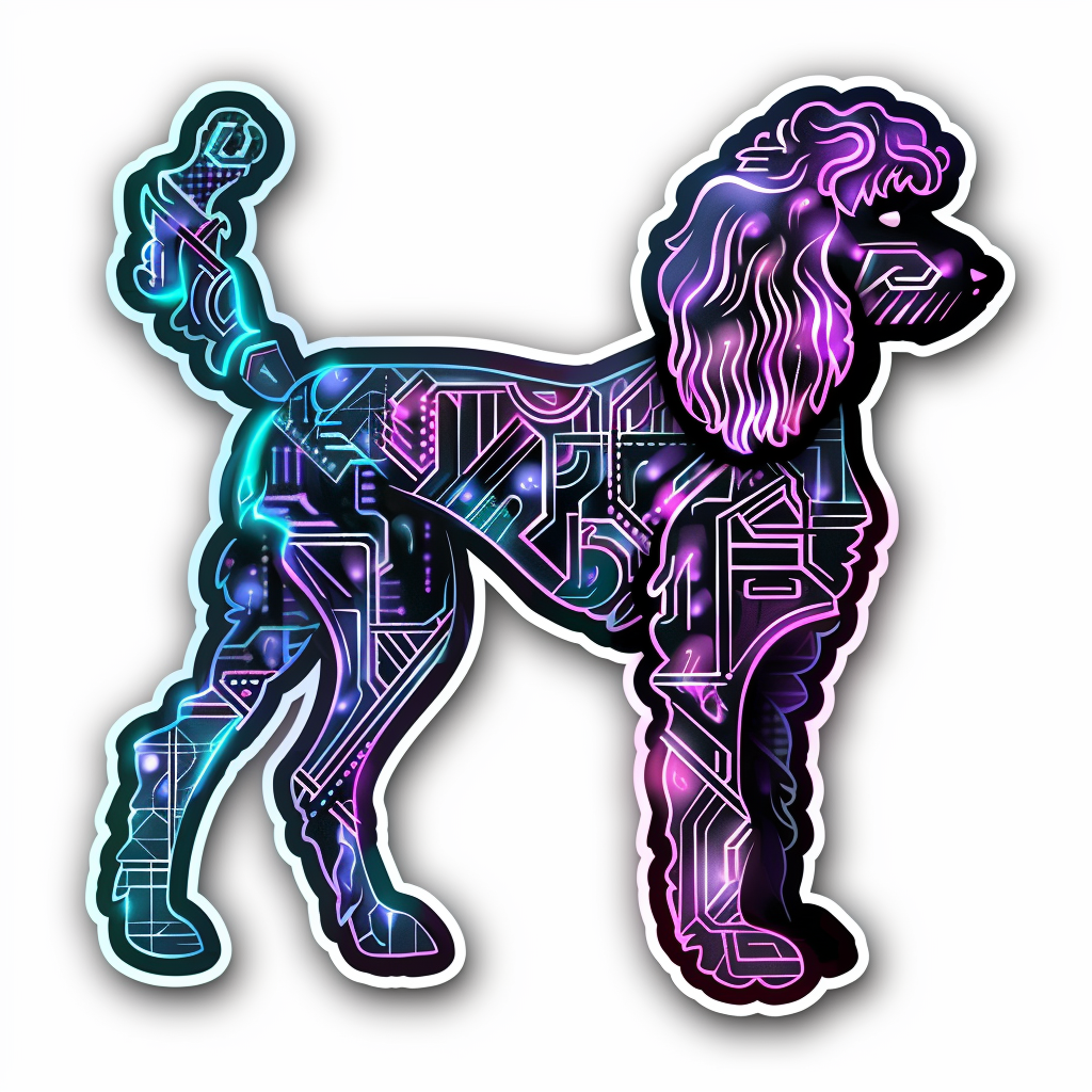 Poodle Dog cyber punk Vinyl Decal Sticker for Car, Laptop, Tumbler and more # F012584
