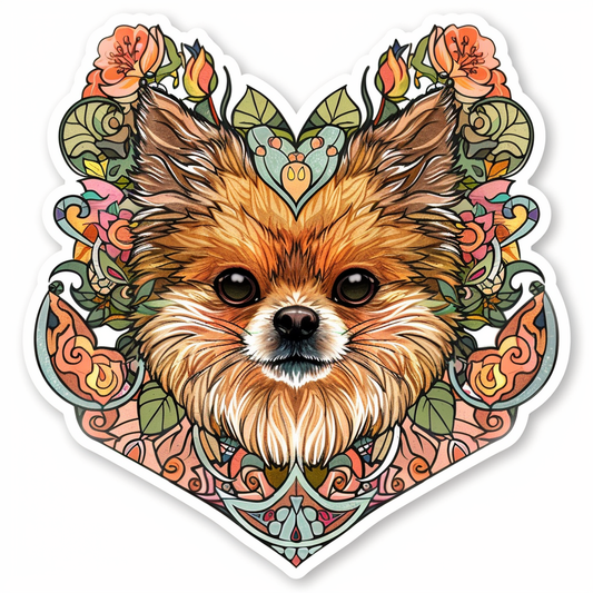 Sticker of a Pomeranian Dog majestic Expressive surreal Heartcore Vinyl Decal Sticker for Car, Laptop, Tumbler and more # F013952
