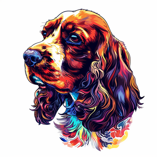 Cocker Spaniel Dog majestic Expressive surreal Vinyl Decal Sticker for Car, Laptop, Tumbler and more # F020078-4" x 4"