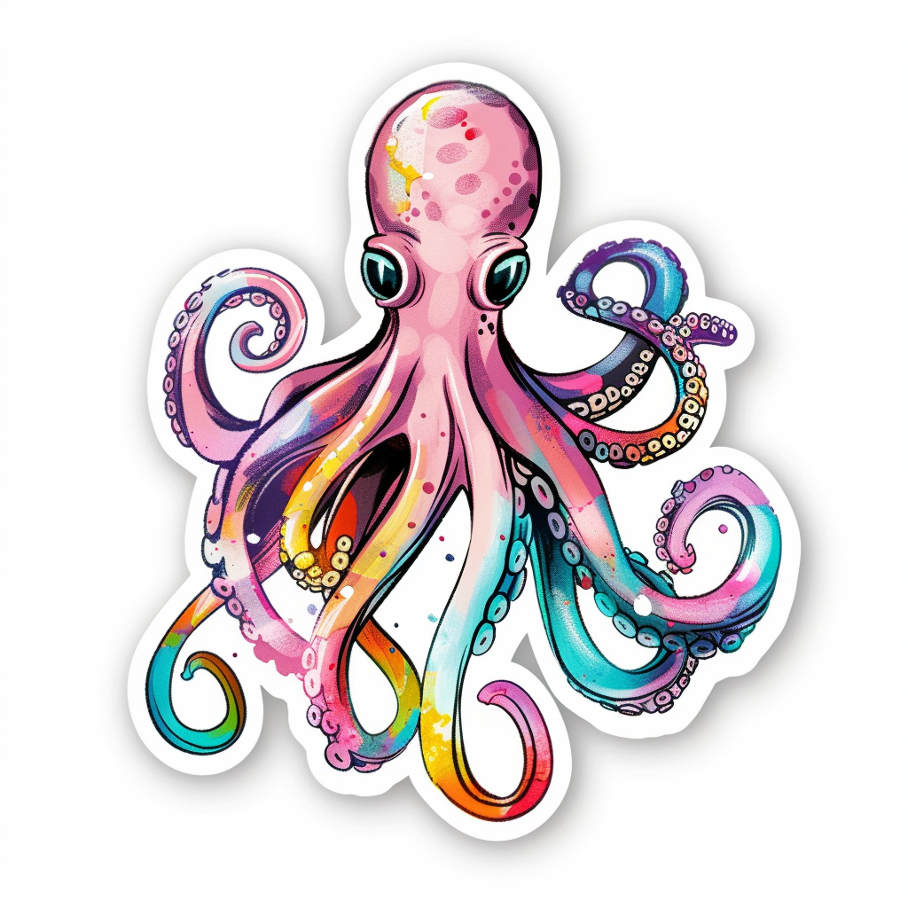 Sticker of an Octopus astronaut majestic Expressive surreal Vinyl Decal Sticker for Car, Laptop, Tumbler and more # F015706