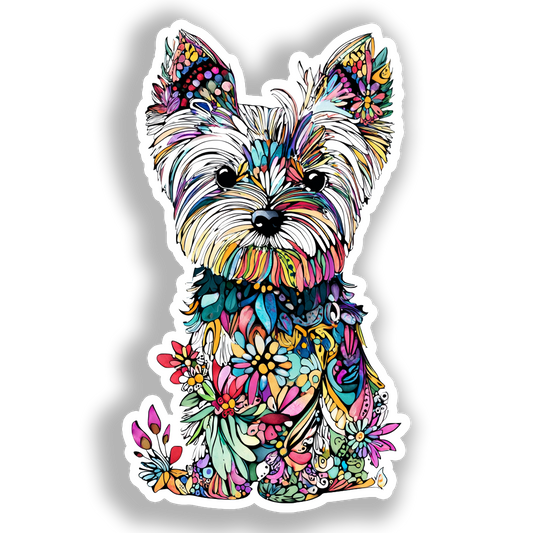 Yorkshire Terrier Dog Vinyl Decal Sticker for Car, Laptop, Tumbler and more # A017092-4" x 4"