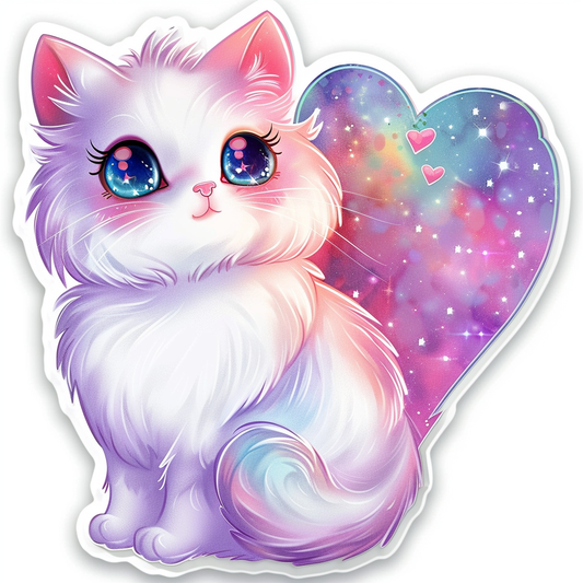 Adorable Turkish Angora Cat  Vinyl Decal Sticker for Car, Laptop, Tumbler and more # F020934-4" x 4"