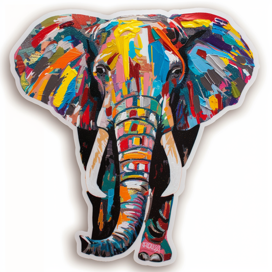 Elephant Expressive surreal Vinyl Decal Sticker for Car, Laptop, Tumbler and more # F022210-4" x 4"