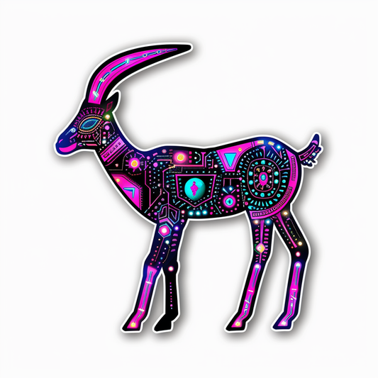 Goat cyber punk majestic Expressive surreal Vinyl Decal Sticker for Car, Laptop, Tumbler and more # F020621-4" x 4"