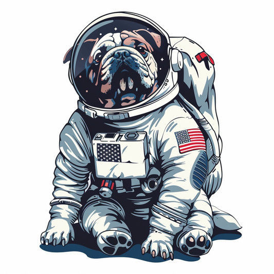 Bulldog Dog astronaut majestic Expressive surreal Vinyl Decal Sticker for Car, Laptop, Tumbler and more # F017328
