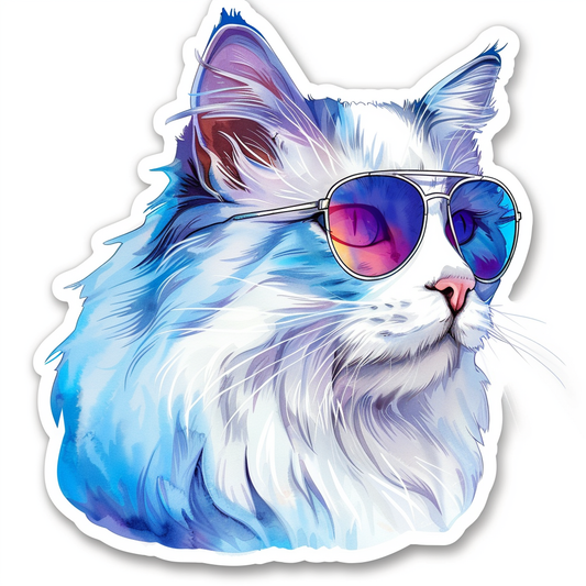 Adorable Turkish Angora Cat  Vinyl Decal Sticker for Car, Laptop, Tumbler and more # F020788-4" x 4"