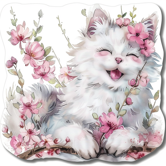 Adorable Turkish Angora Cat  Vinyl Decal Sticker for Car, Laptop, Tumbler and more # F020973-4" x 4"