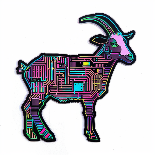 Goat cyber punk majestic Expressive surreal Vinyl Decal Sticker for Car, Laptop, Tumbler and more # F020611-4" x 4"