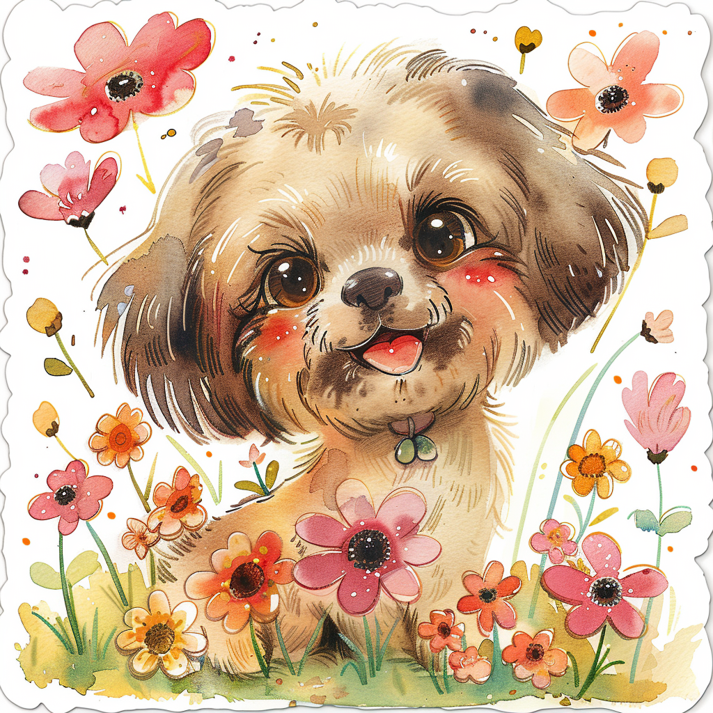 Adorable Shih Tzu Dog Expressive surreal Vinyl Decal Sticker for Car, Laptop, Tumbler and more # F018164