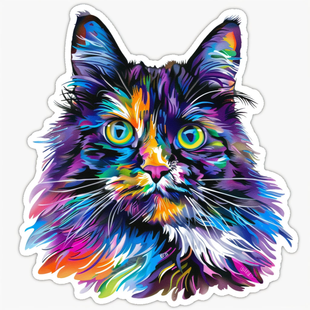 Adorable Turkish Angora Cat  Vinyl Decal Sticker for Car, Laptop, Tumbler and more # F020777-4" x 4"