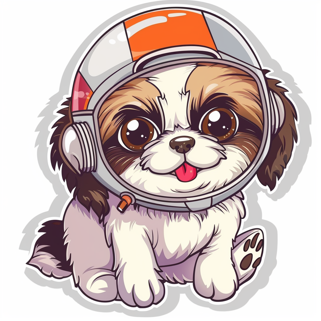 Adorable Shih Tzu Dog Expressive surreal Vinyl Decal Sticker for Car, Laptop, Tumbler and more # F018153