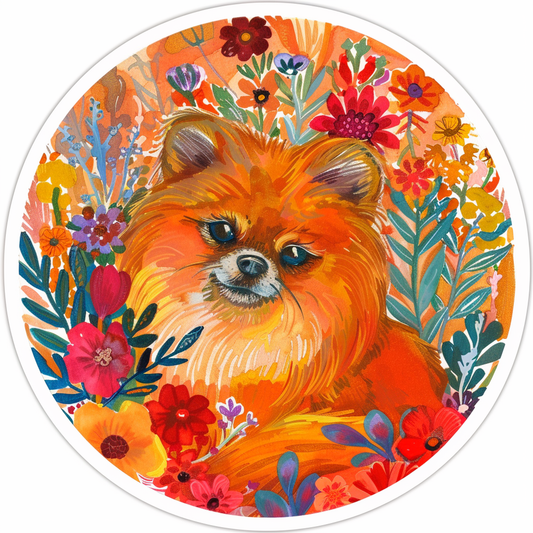 Sticker of a Pomeranian Dog majestic Expressive surreal Heartcore Vinyl Decal Sticker for Car, Laptop, Tumbler and more # F014002