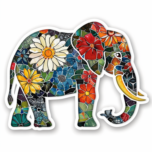 Elephant Expressive surreal Vinyl Decal Sticker for Car, Laptop, Tumbler and more # F022219-4" x 4"