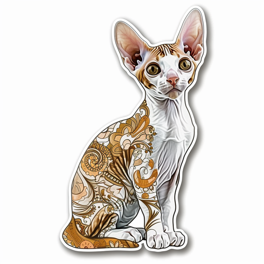 Adorable Cornish Rex Cat Expressive surreal Vinyl Decal Sticker for Car, Laptop, Tumbler and more # F021401-4" x 4"