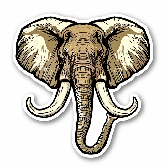 Elephant Expressive surreal Vinyl Decal Sticker for Car, Laptop, Tumbler and more # F022192-4" x 4"