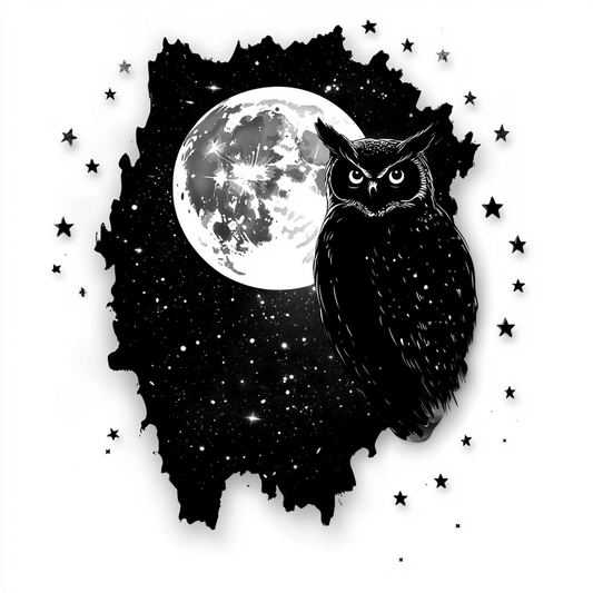 Owl Moon and Stars Vinyl Decal Sticker for Car, Laptop, Tumbler and more # F025745