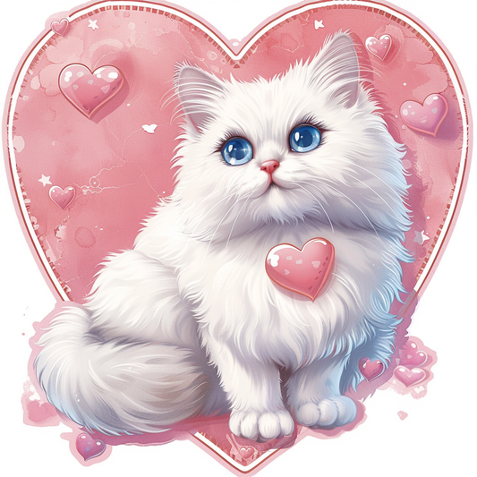 Adorable Turkish Angora Cat  Vinyl Decal Sticker for Car, Laptop, Tumbler and more # F020929-4" x 4"