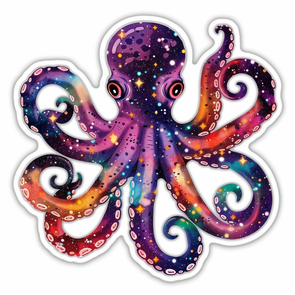 Sticker of a Octopus galaxy majestic Expressive surreal Vinyl Decal Sticker for Car, Laptop, Tumbler and more # F015635