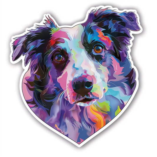 Sticker of a Border Collie Dog majestic Expressive surreal Vinyl Decal Sticker for Car, Laptop, Tumbler and more # F021883