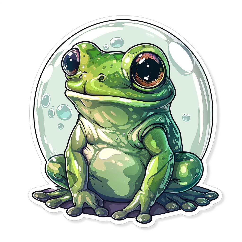 Sticker of a Cute and Adorable Frog full body wearing space suit Expressive surreal Vinyl Decal Sticker for Car, Laptop, Tumbler and more # F016622