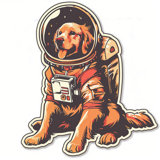 Golden Retriever Dog astronaut Vinyl Decal Sticker for Car, Laptop, Tumbler and more # F010501