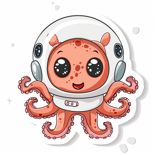 Cute and Adorable Octopus full body space suit Expressive surreal Vinyl Decal Sticker for Car, Laptop, Tumbler and more # F015970