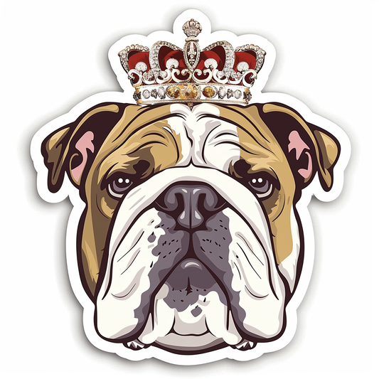 Sticker of a Bulldog Dog crowned majestic Expressive surreal Vinyl Decal Sticker for Car, Laptop, Tumbler and more # F017277
