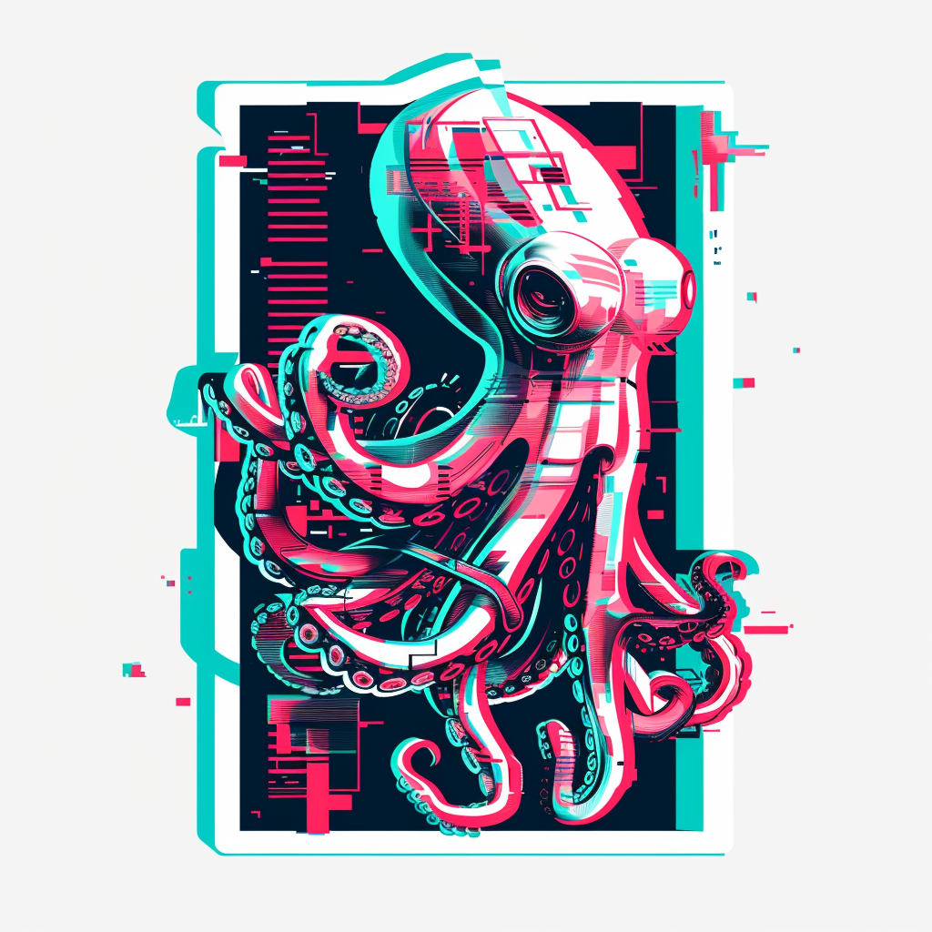Sticker of a Octopus cyber punk majestic Expressive surreal Vinyl Decal Sticker for Car, Laptop, Tumbler and more # F015630