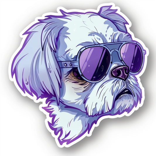 Adorable Shih Tzu Dog Expressive surreal Vinyl Decal Sticker for Car, Laptop, Tumbler and more # F018307