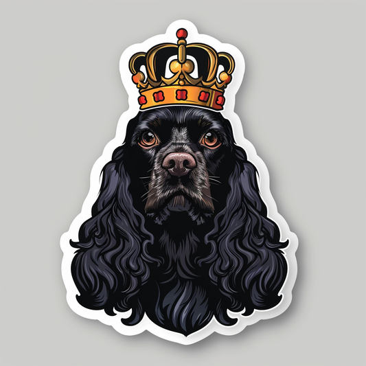 Cocker Spaniel Dog crowned majestic Expressive surreal Vinyl Decal Sticker for Car, Laptop, Tumbler and more # F020244-4" x 4"