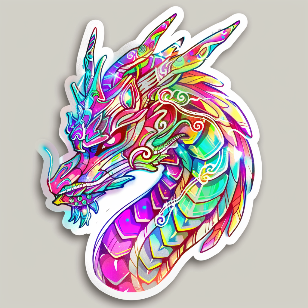 Sticker of a Dragon cyber punk majestic Expressive surreal Vinyl Decal Sticker for Car, Laptop, Tumbler and more # F019162