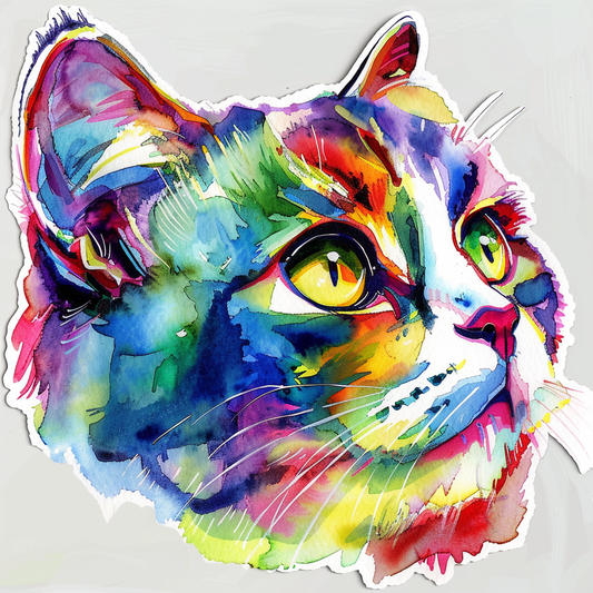American Shorthair Cat majestic Expressive surreal Vinyl Decal Sticker for Car, Laptop, Tumbler and more # F019840-4" x 4"