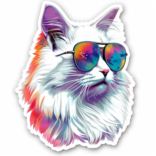 Adorable Turkish Angora Cat  Vinyl Decal Sticker for Car, Laptop, Tumbler and more # F020802-4" x 4"
