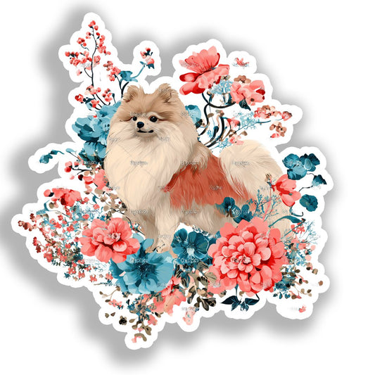 Pomeranian Dog Vinyl Decal Sticker for Car, Laptop, Tumbler and more # A017337-4" x 4"