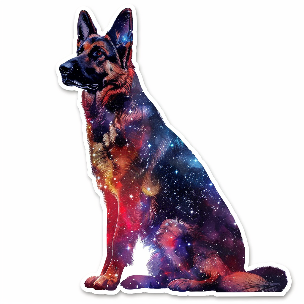 German Shepherd Dog galaxy Vinyl Decal Sticker for Car, Laptop, Tumbler and more # F011350