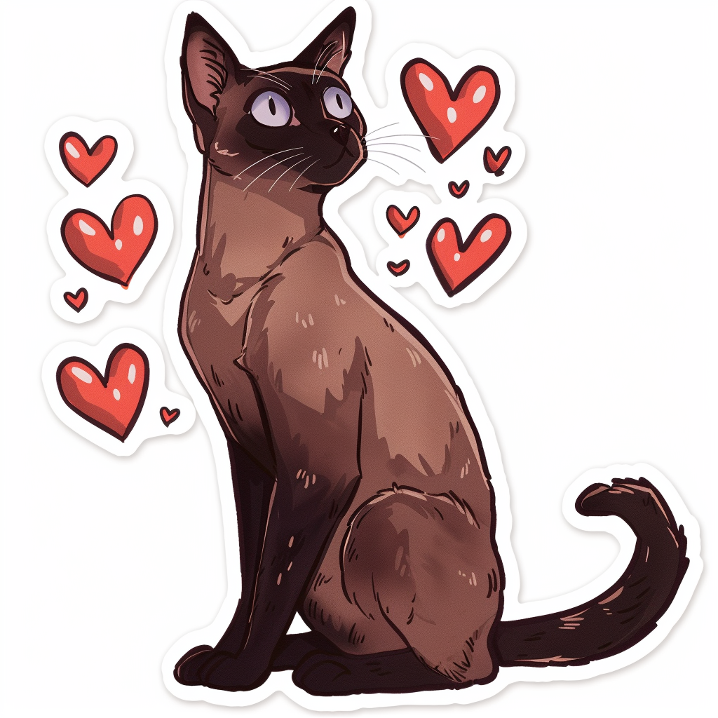 Burmese Cat heartcore Vinyl Decal Sticker for Car, Laptop, Tumbler and more # F010990