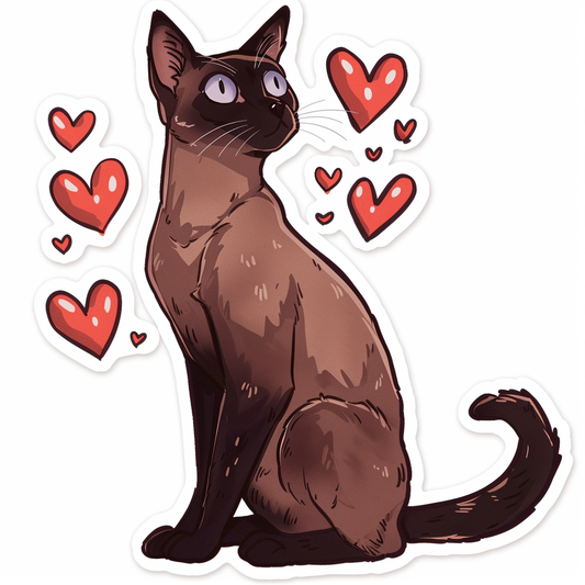 Burmese Cat heartcore Vinyl Decal Sticker for Car, Laptop, Tumbler and more # F010990