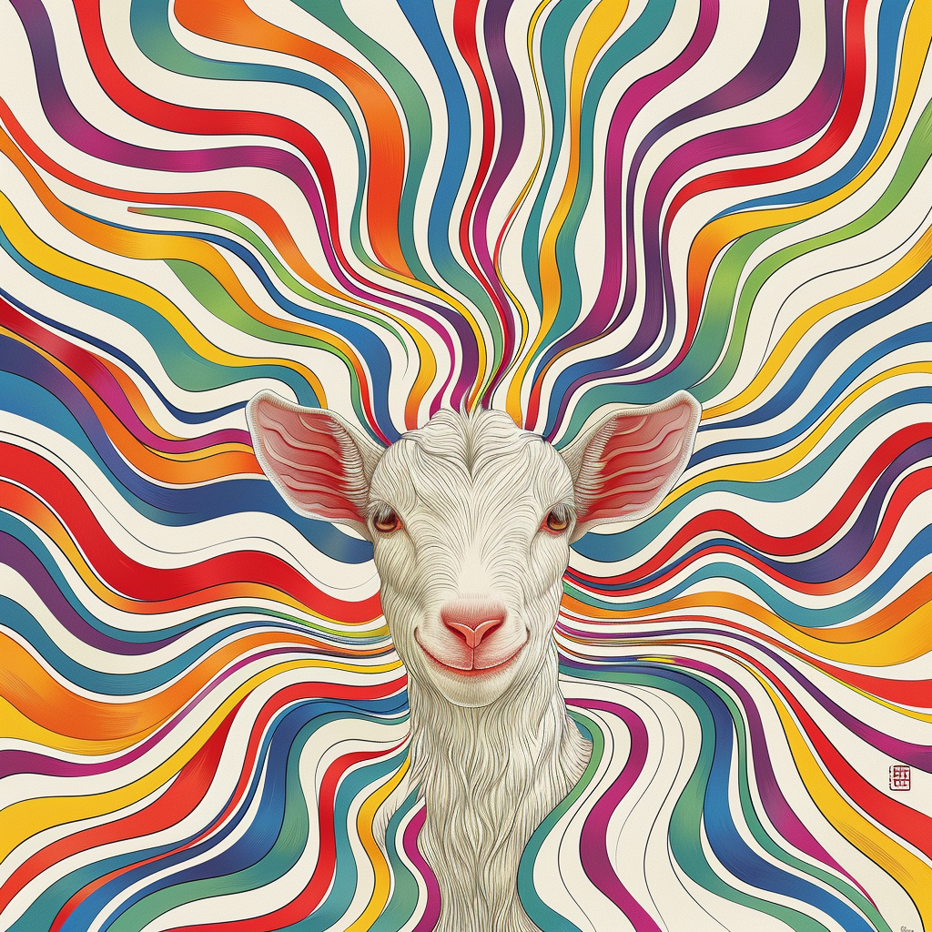 Goat majestic Expressive surreal Vinyl Decal Sticker for Car, Laptop, Tumbler and more # F020412-4" x 4"