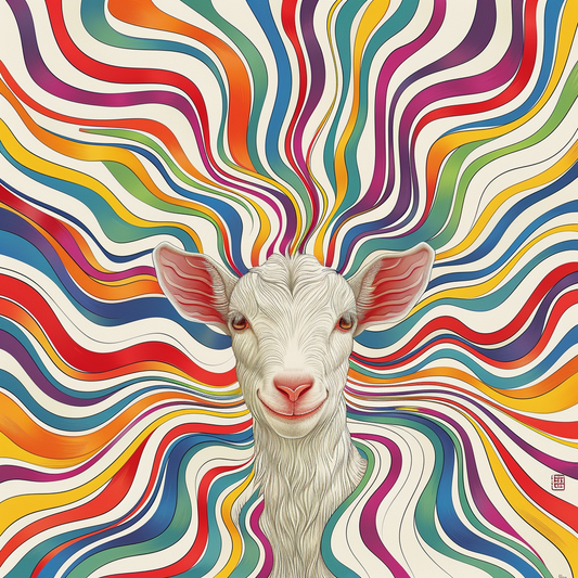 Goat majestic Expressive surreal Vinyl Decal Sticker for Car, Laptop, Tumbler and more # F020412-4" x 4"