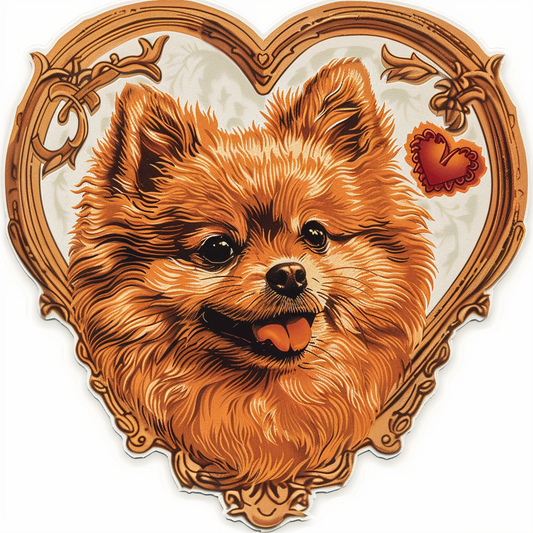 Sticker of a Pomeranian Dog majestic Expressive surreal Heartcore Vinyl Decal Sticker for Car, Laptop, Tumbler and more # F014001