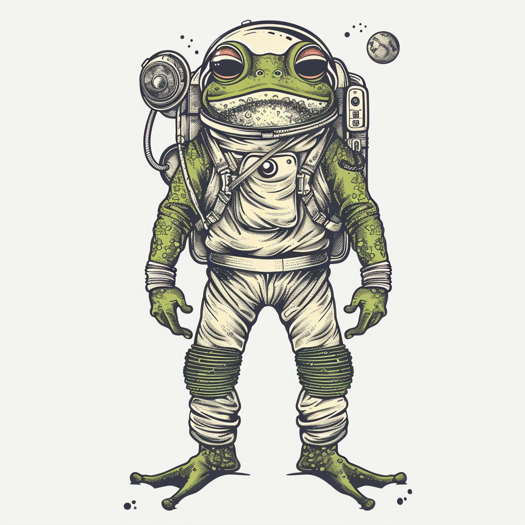 Sticker of a Frog astronaut majestic Expressive surreal Vinyl Decal Sticker for Car, Laptop, Tumbler and more # F016807
