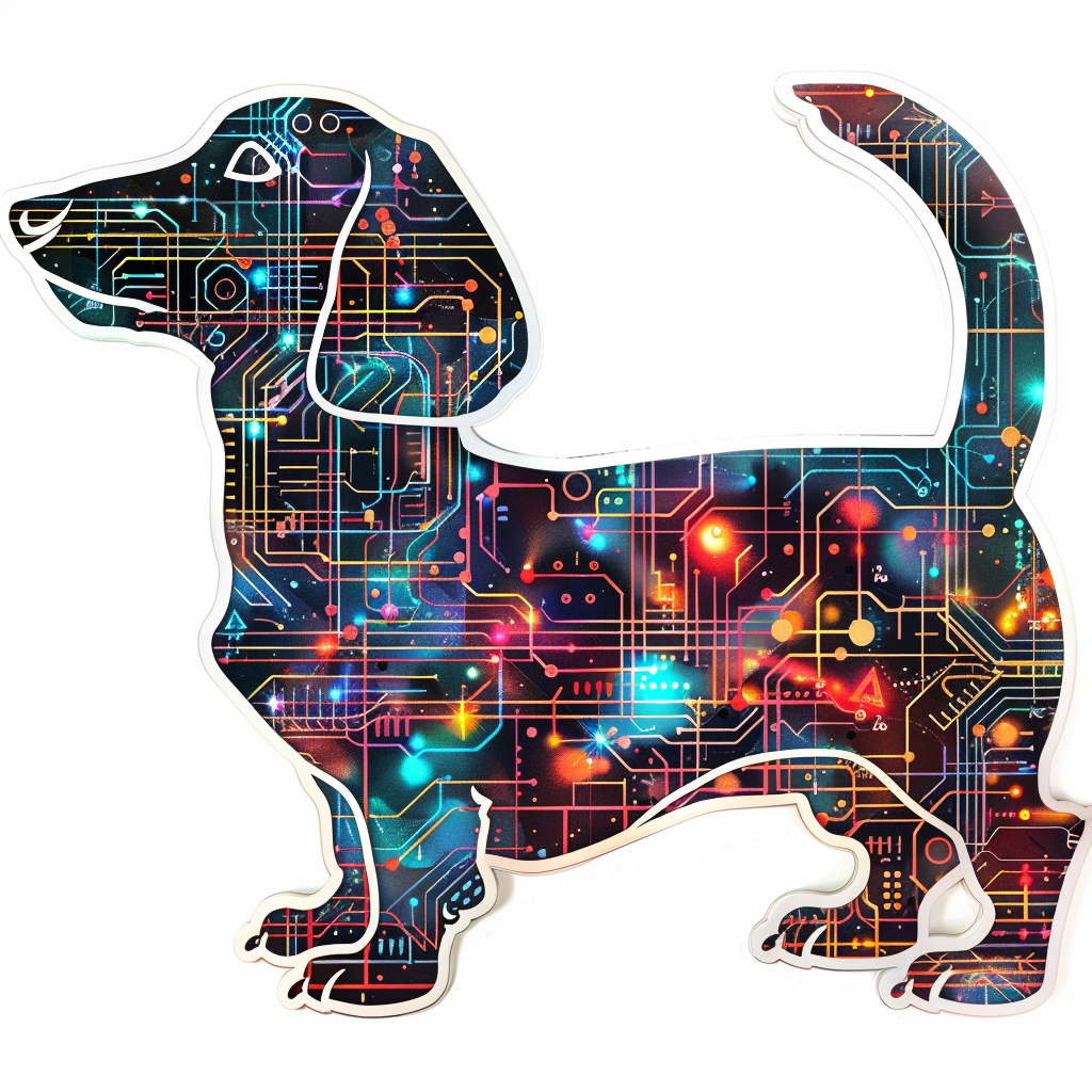 Dachshund Dog cyber punk Vinyl Decal Sticker for Car, Laptop, Tumbler and more # F012865