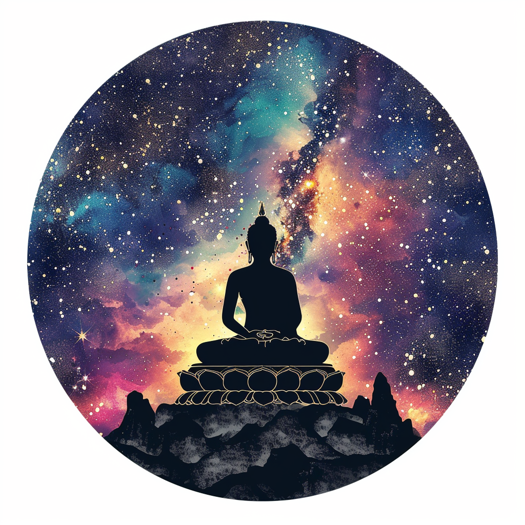 Buddha galaxy majestic Expressive surreal Vinyl Decal Sticker for Car, Laptop, Tumbler and more # F017105