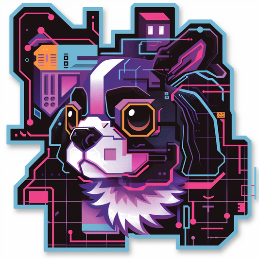 Cocker Spaniel Dog cyber punk Expressive surreal Vinyl Decal Sticker for Car, Laptop, Tumbler and more # F020299-4" x 4"