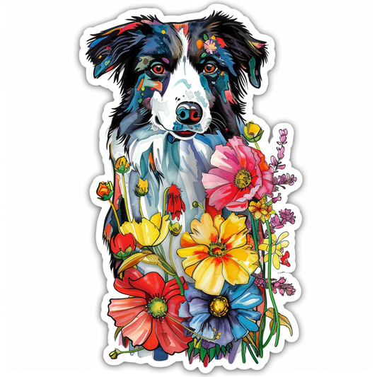 Border Collie Dog majestic Expressive surreal Vinyl Decal Sticker for Car, Laptop, Tumbler and more # F021748-4" x 4"