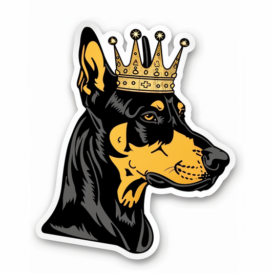 Doberman Pinscher Dog crowned Expressive surreal Vinyl Decal Sticker for Car, Laptop, Tumbler and more # F019366