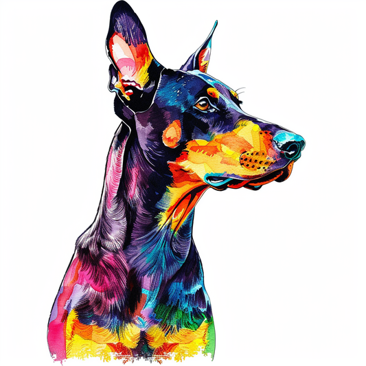 Sticker of a Doberman Pinscher Dog majestic Expressive surreal Vinyl Decal Sticker for Car, Laptop, Tumbler and more # F019221
