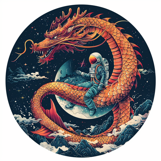 Sticker of a Dragon astronaut majestic Expressive surreal Vinyl Decal Sticker for Car, Laptop, Tumbler and more # F019129