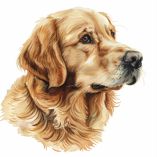 Golden Retriever Expressive surreal Vinyl Decal Sticker for Car, Laptop, Tumbler and more # F020384-4" x 4"